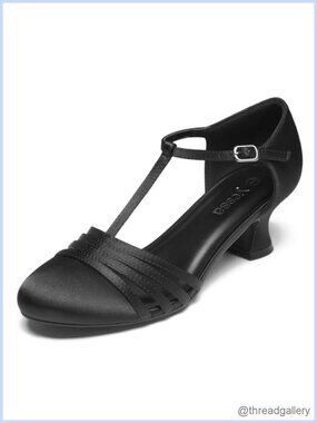 Women's 1920s T-Strap Character Dance Shoes Heeled Ballroom Salsa PU Leather